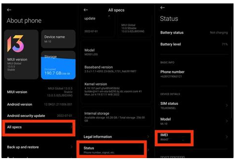 Cara cek imei xiaomi