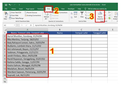 Cara Menggunakan Fitur Text to Columns di Excel